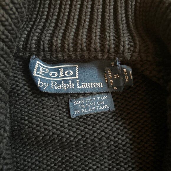 Vintage Womens Polo Ralph Lauren Navy Cardigan Shoulder Elbow Patches SZ Large - Picture 6 of 15